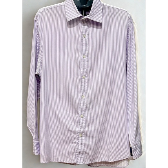 Michael Kors Classic Fit Button Down Shirt Mens XL Purple Striped - Picture 2 of 7